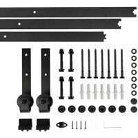 Haloyo 244cm Kit de Simple Porte Quincaillerie de Grange Coulissante Kit Rail Porte Coulissante noir