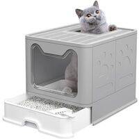 Haloyo Lettiera per gatti con coperchio, pieghevole,con porta anteriore e ingresso dall'alto,51 x 41 x 38cm,grigio