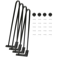 Pied Plan de Travail Haloyo®,41 cm Pied Table Haute, avec Vis & Protège Pieds,4pcs,noir