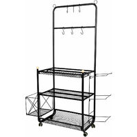 Garage Rack Rolling Ball Aufbewahrung,Sports Storage Organizer for Garage, Aufbewahrungswagen mit Haken und Körben,Rolling Sports Equipment Storage Cart with Wheels, 94.5 x 38 x 149cm Schwarz