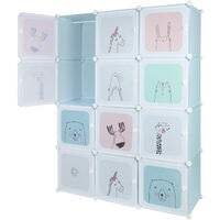 Haloyo Regalsystem Kleiderschrank mit 12 Fächern,DIY Kunststoff Steckregal,110 x 145 x 37 cm,Blau