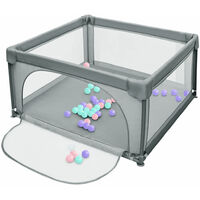 Parc d'enfant cloture de jeu,Parc Bebe,Haloyo®,Barrière de Sécurité Portail Parc,avec mesh respirantet base antidérapante,Avec 50 boules océaniques,120 x 120 x 66cm,gris foncé