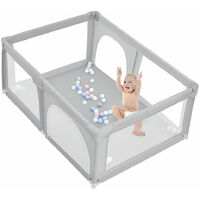 Parc pour bébé,Parc bébé aire de jeux,Haloyo®,Parc Pliable avec Barrières,avec mesh respirant intérieur extérieur,Avec 50 boules océaniques,180 x 120 x 66cm,gris clair