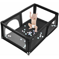 Parc d'enfant cloture de jeu,Parc Bebe,Haloyo®,Barrière de Sécurité Portail Parc,avec mesh respirantet base antidérapante,Avec 50 boules océaniques,180 x 120 x 66cm,noir