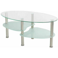 Tempered glass coffee table Table basse Transparent-blanc 90×50×43cm