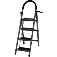 Tabouret Echelle pliant Marche pied 4 marches de sécurité pliant Acier au carbone 133x74x39cm noir