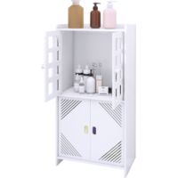 Armoires de rangement de salle de bain avec 4 Portes, Meuble de Rangement, pour chambre à coucher, cuisine, couloir, 30x22x75cm, Blanc