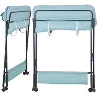 Haloyo – Table à langer pliante avec panier de rangement – Tissu imperméable – Cadre en acier renforcé – Pliage en un clic – Roues verrouillables