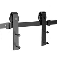 Haloyo – Rail de porte coulissante 2m – Acier au carbone – Crochets classiques – Pour portes de grange – Résistant à l'humidité et à l'usure