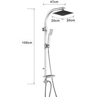 Haloyo – Colonne de douche sans robinetterie – Douchette ABS chrome 48 buses – Tuyau flexible 150 cm – Dimensions 20x47x106 cm