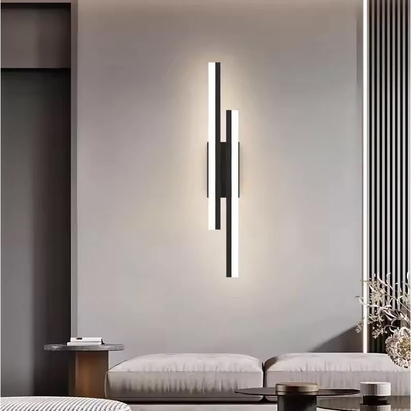 COMELY Lampe Murale LED Intérieure, 16W Moderne 3000K Lumière Chaude, Acrylique Noir pour Chambre, Salon, Couloir, Escalier 4