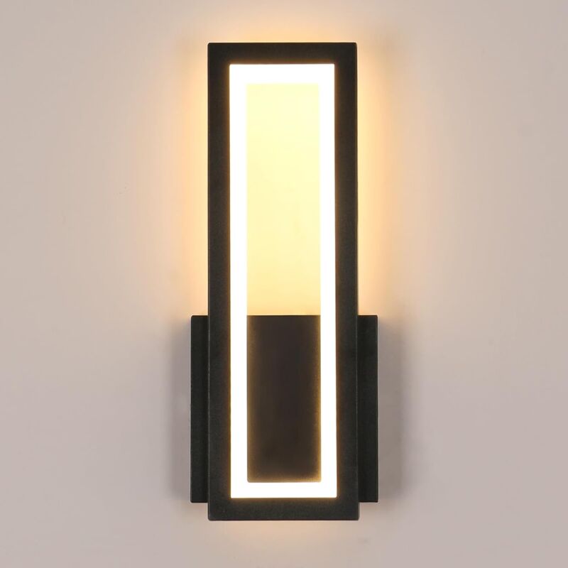COMELY Applique Murale Intérieure LED, 16W 2000LM Moderne Acrylique Lampe Murale Noir, Luminaire Mural 3000K Blanc Chaud pour Chambre, Salon, Couloir, Escalier, 32CM [Classe énergétique E]
