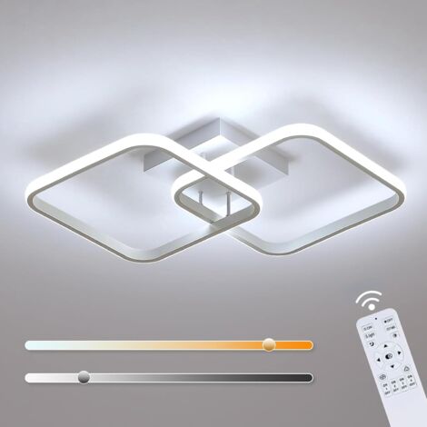 Comely – Plafonnier LED carré 42W 4700LM – Luminaire dimmable avec télécommande – Acrylique et aluminium 59CM pour cuisine, salle à manger, chambre – Blanc