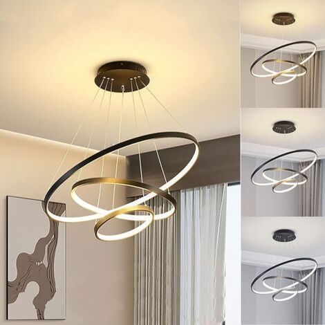 [JAMAIS UTILISÉ] Lustre LED Moderne Suspension 3 Anneaux (20+40+60cm) Plafonnier LED 3000k / 4000k / 6000k 3 Couleurs Hauteur Réglable Lampes Suspendues Table à Manger Salon Salle à Manger Chambre