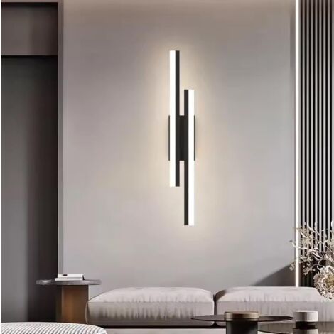 Aplique. Intérieur Murale Led Applique Murale LED Riserva 16W - Design Noir Moderne Pour Intérieur - Lumière Blanc Chaud 3000K - Parfait Pour Chambre, Escalier Ou Couloir Lighting Escalier