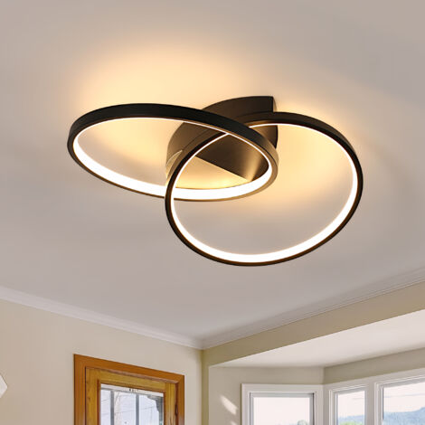 Comely – Plafonnier LED moderne 33W 3712LM – Aluminium noir – Lumière blanche chaude 3000K – 54CM pour salon, chambre, cuisine