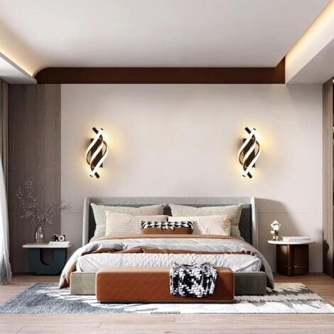 COMELY Applique Murale à LED, Lampe Murale Moderne 18W Design incurvée IP20, 3000K lumière Blanche Chaude, 1200 lumens, Noir, pour Chambre à Coucher, étude [Classe énergétique A+++]
