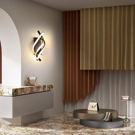 COMELY Applique Murale à LED, Lampe Murale Moderne 18W Design incurvée IP20, 3000K lumière Blanche Chaude, 1200 lumens, Noir, pour Chambre à Coucher, étude [Classe énergétique A+++]