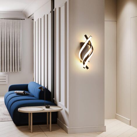 COMELY Applique Murale à LED, Lampe Murale Moderne 18W Design incurvée IP20, 3000K lumière Blanche Chaude, 1200 lumens, Noir, pour Chambre à Coucher, étude [Classe énergétique A+++]