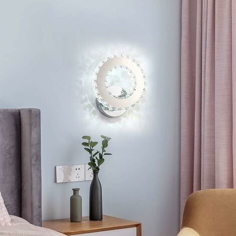 COMELY Applique murale LED en K9 Crystal, 16 W Applique murale Lampe de mur pour Salon Chambre à coucher Couloir, Lumière blanche froide 6500K