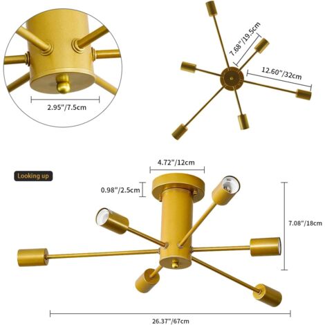 Plafonnier Moderne, Luminaire Plafonnier E27 Industrielle en Fer Forgé, 3  Lampes de Suspension Salon Cuisine Salle à Manger, Diamètre 55cm (Ampoule  Non Incluse) - Achat & prix