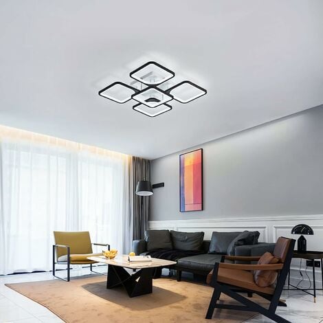 Plafonnier LED Moderne, Éclairage de Plafond LED Dimmable 2700K-6500K avec  Télécommande, Lampe de Plafond Noir et Blanc 50CM pour Salon, Chambre, Bure