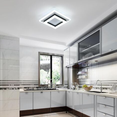 COMELY Plafonnier LED, Lampe de Plafond Noir Carré 24W, Luminaire Plafonnier LED Moderne Blanche Froide pour Chambre à Coucher, Salon, Couloir, Salle D'étude, 6500K Lumière Blanche Froide