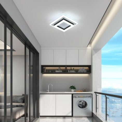 COMELY Plafonnier LED, Lampe de Plafond Noir Carré 24W, Luminaire Plafonnier LED Moderne Blanche Froide pour Chambre à Coucher, Salon, Couloir, Salle D'étude, 6500K Lumière Blanche Froide