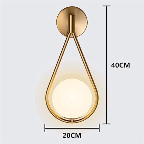 COMELY Applique Murale Moderne, Applique Murale E27 Boule pour Chambre, Salon, Couloir, Sans Ampoule, Or,Diamètre 20CM [Classe énergétique E]