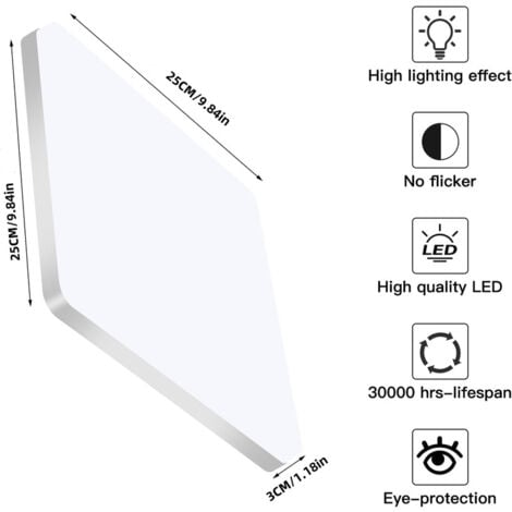 COMELY Plafonnier LED 32W UFO Panel Carré Lampes de Plafond Moderne Ultra-mince LED Lampe  3600LM Blanc Froid 6500K Facile à installer Applicable à Salle de Cuisine Salon Balcon 30  30  3.5cm