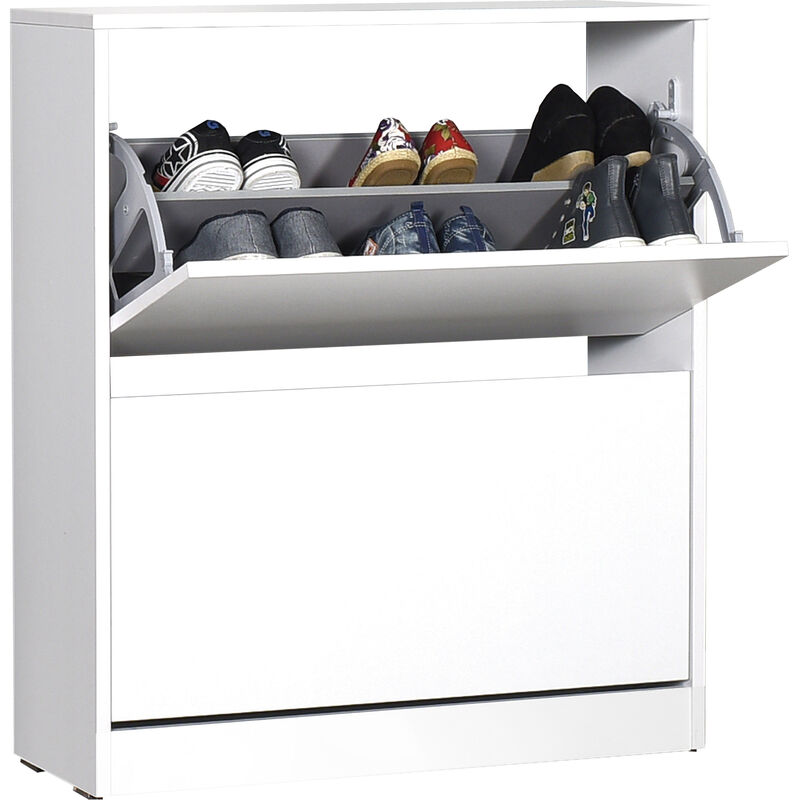 Mueble zapatero con dos cajones abatibles en color (blanco)(alto 84 / ancho 73 / fondo 26) cm