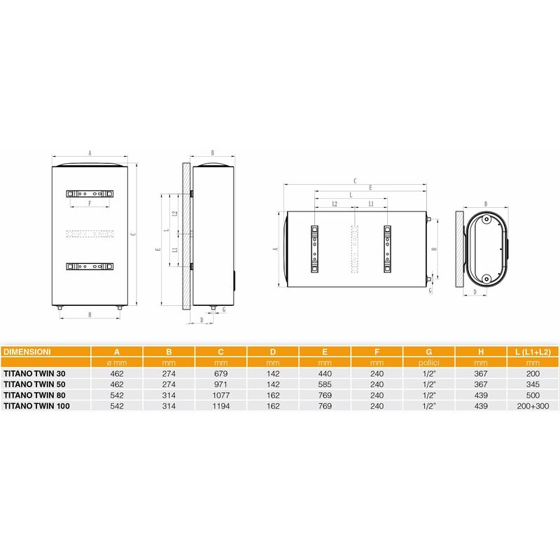 Ferroli - Titano Twin Scaldabagno Elettrico Compatto A Doppio Serbatoio Da  80 Litri Con Wi-Fi - Classe B