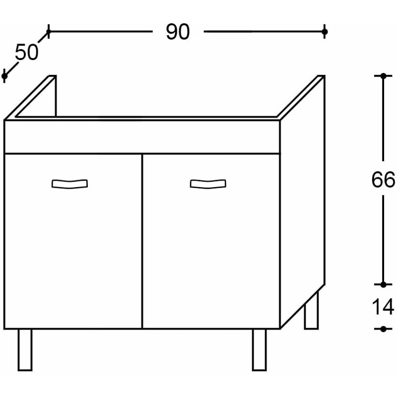 Mobile Sottolavello Cucina Da 90 Cm Solo Per Lavello In Acciaio Inox Da  Appoggio - Colore: Teak (Solo Mobile)