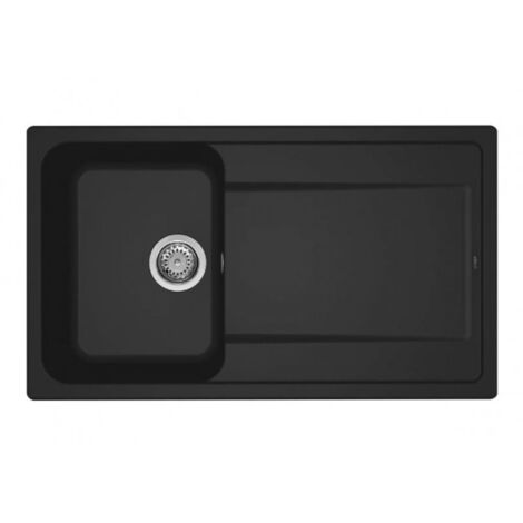 Elleci - Lavello Da Incasso reversibile In Composito Granitek Con Due Vasche + Appoggio - Misura: 86x50 cm - Colore: Nero (1/2)