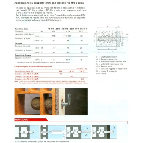 FIS H 18X85 N Tassello a calza con adattatore 00050472