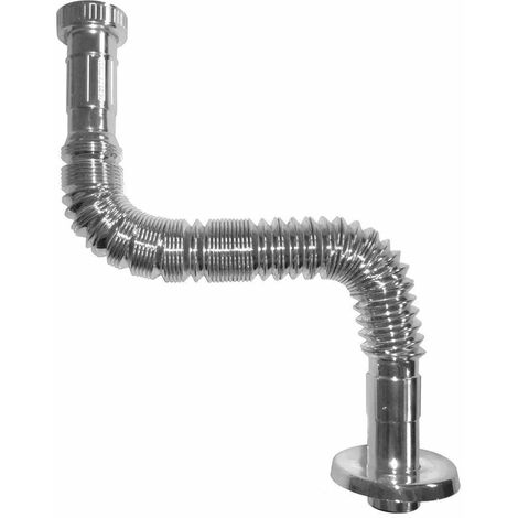 Tubo Di Scarico Acqua Flessibile Jollyflex Cromato Da 1" 1/4 Ø32 Con Rosone E Ghiera In Plastica