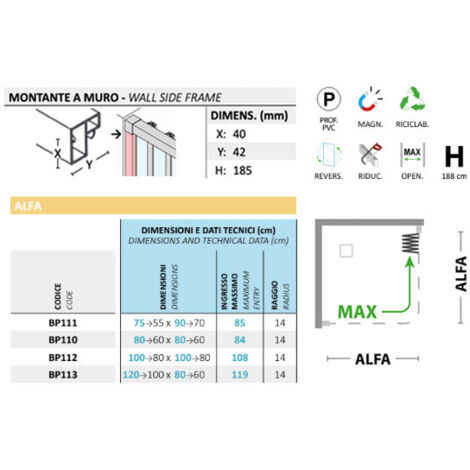Box Doccia In PVC - 70x70 Cm, Altezza 170 Cm, Ingresso Angolare, Porta Pieghevole, Colore Bianco - Foto 3