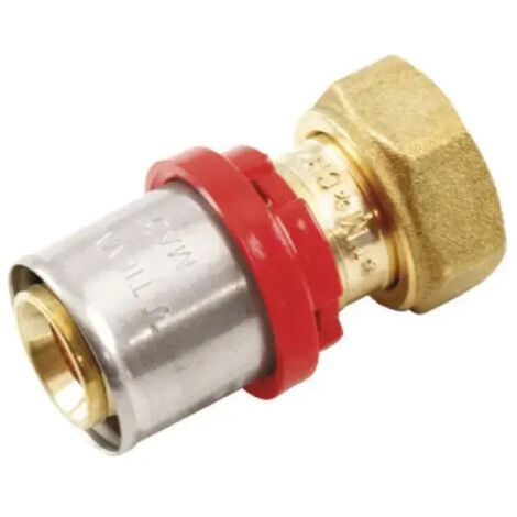 Raccordo Diritto Femmina Con Girello 1/2" Ø20 Con Testa Piana Multistrato A Pressare Acqua