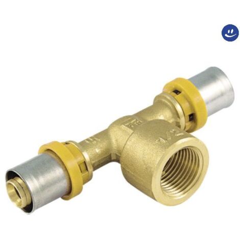 Tiemme - Raccordo A Tee Femmina Centrale 1/2" Ø20 Multistrato A Pressare Gas