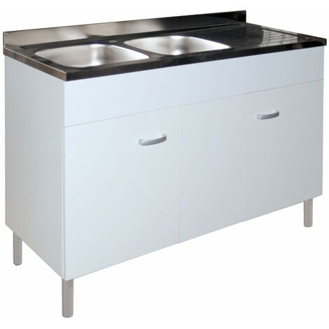 Mobile Sottolavello Cucina Da 120 Cm Solo Per Lavello In Acciaio Inox Da  Appoggio - Colore: Bianco (