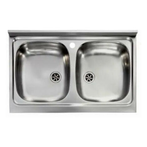 Lavello Cucina In Acciaio Inox Ad Appoggio Da 80 Cm Con Bordino