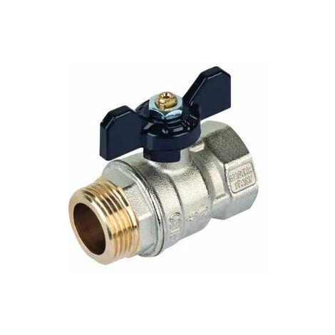 Tiemme - Valvola/Arresto A Sfera Acqua Diritta Maschio/Femmina 1/2" Con Farfalla Nera