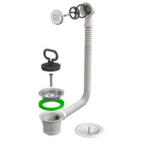Piletta di scarico con troppo pieno tondo per lavello in acciaio inox modello simplex ø1"1/2 BONOMINI