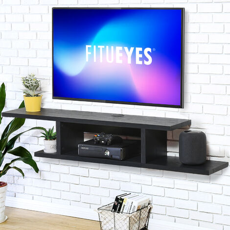 Wall-Mounted Floating TV Stand Entertainment Wall Shelf TV Cabinet Media Console with Door and Storage for Home Office Floating TV Console 120cm, dark brown 