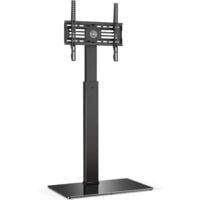 FFITUEYES High TV Floor Stand for 27" - 55" Max. Height 138.6 cm Cantilever TV Stand with Swivel Mount Tempered Glass Base Black TT106001MB
