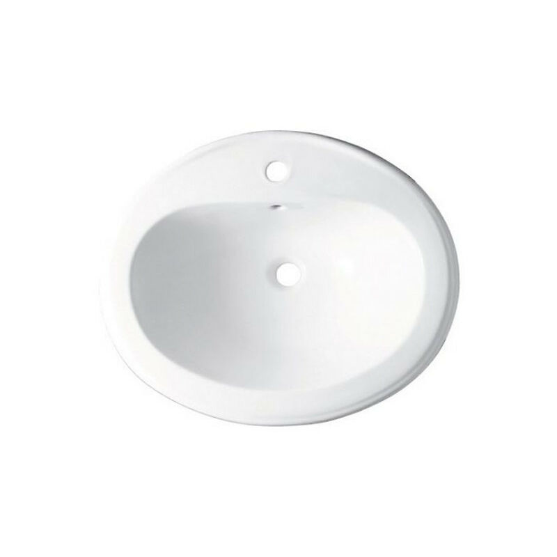 Lavabo Da Appoggio Park Brillant In Ceramica Bianca - 52 Cm, Bordo Extra Sottile, Superficie EasyClean