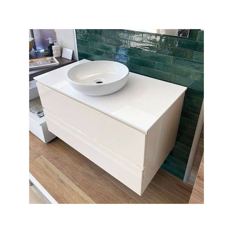 BAGNO SOSPESO CON LAVELLO ROTONDO CON DUE COLONNE LATERALI N 95 M