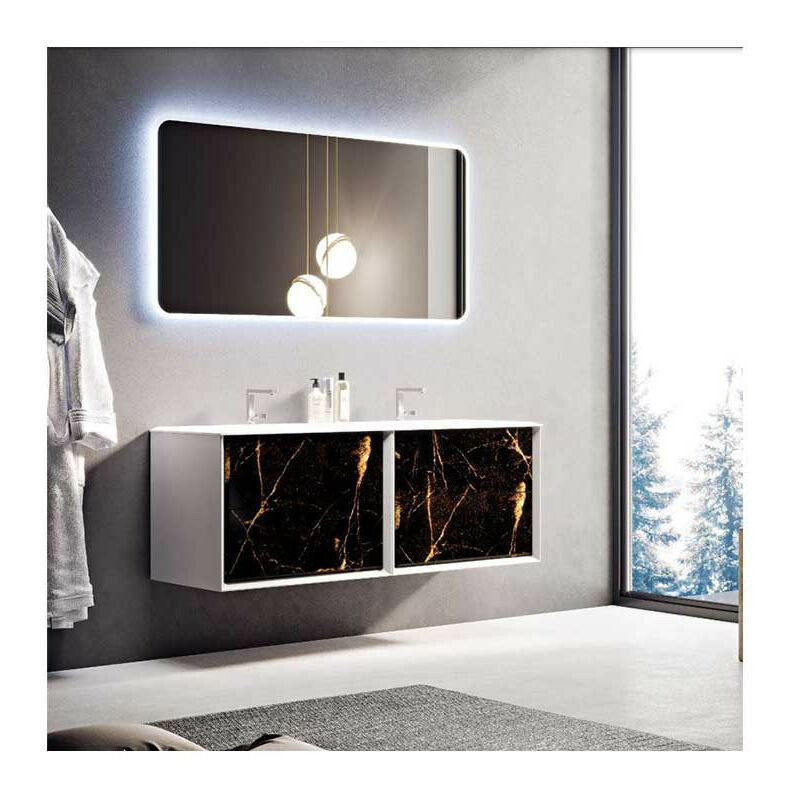 Mobile Bagno Bellagio140 cm SospesoBlack e Gold stone Base 4