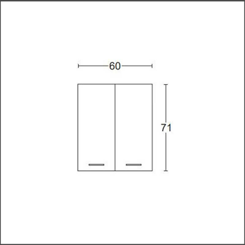 Pensile Sospeso - L 60xP22xH71 - Colore Olmo Bianco - 2 Ante - Apertura con  Maniglia