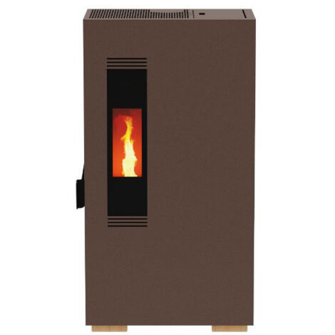 Stufa a Pellet FOCO Ruggine Con Telecomando - Mini 5.S - Vetro Frontale - Classe Energetica A+ - Stile Minimale - Dim. compatta (1/2)
